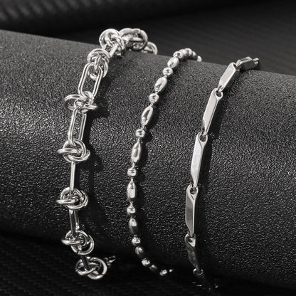 3pc Mixed Chain Gold Bracelet Set