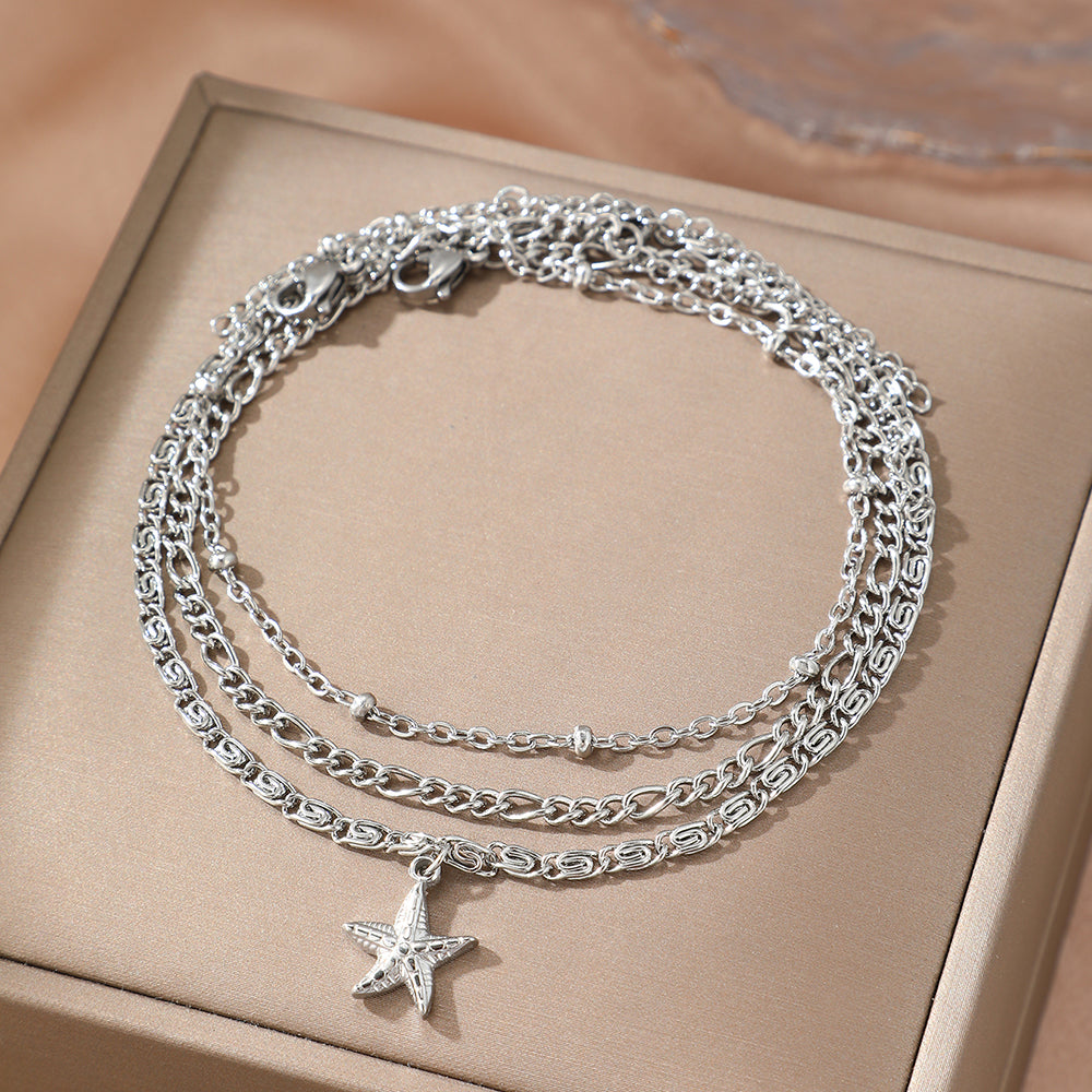 3pc Starfish Charm Anklet Set