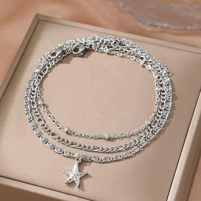 3pc Starfish Charm Anklet Set