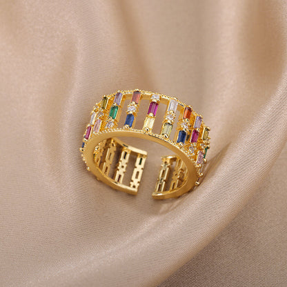 Open Gold Color Zircon Ring