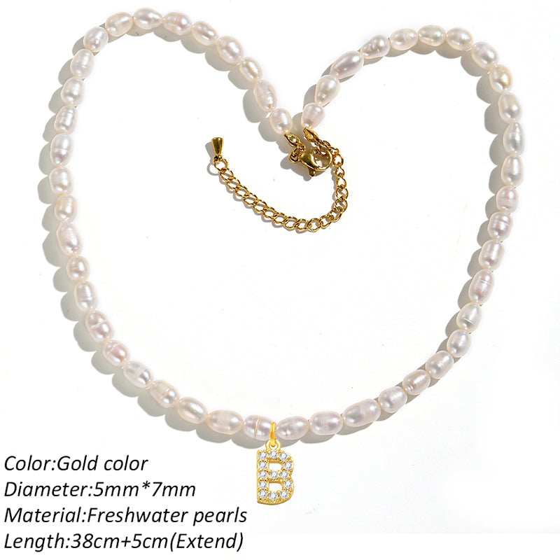 Freshwater Pearl Initial Pendant Necklace