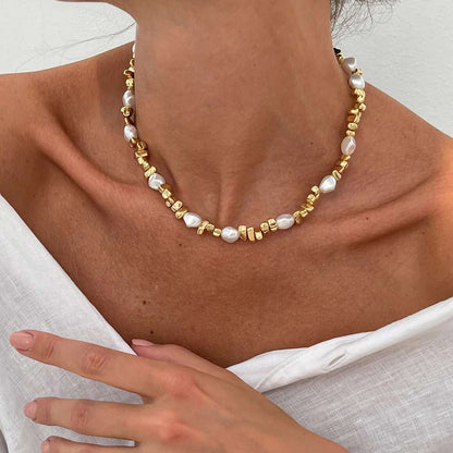 Beaded Pearl Choker Necklace