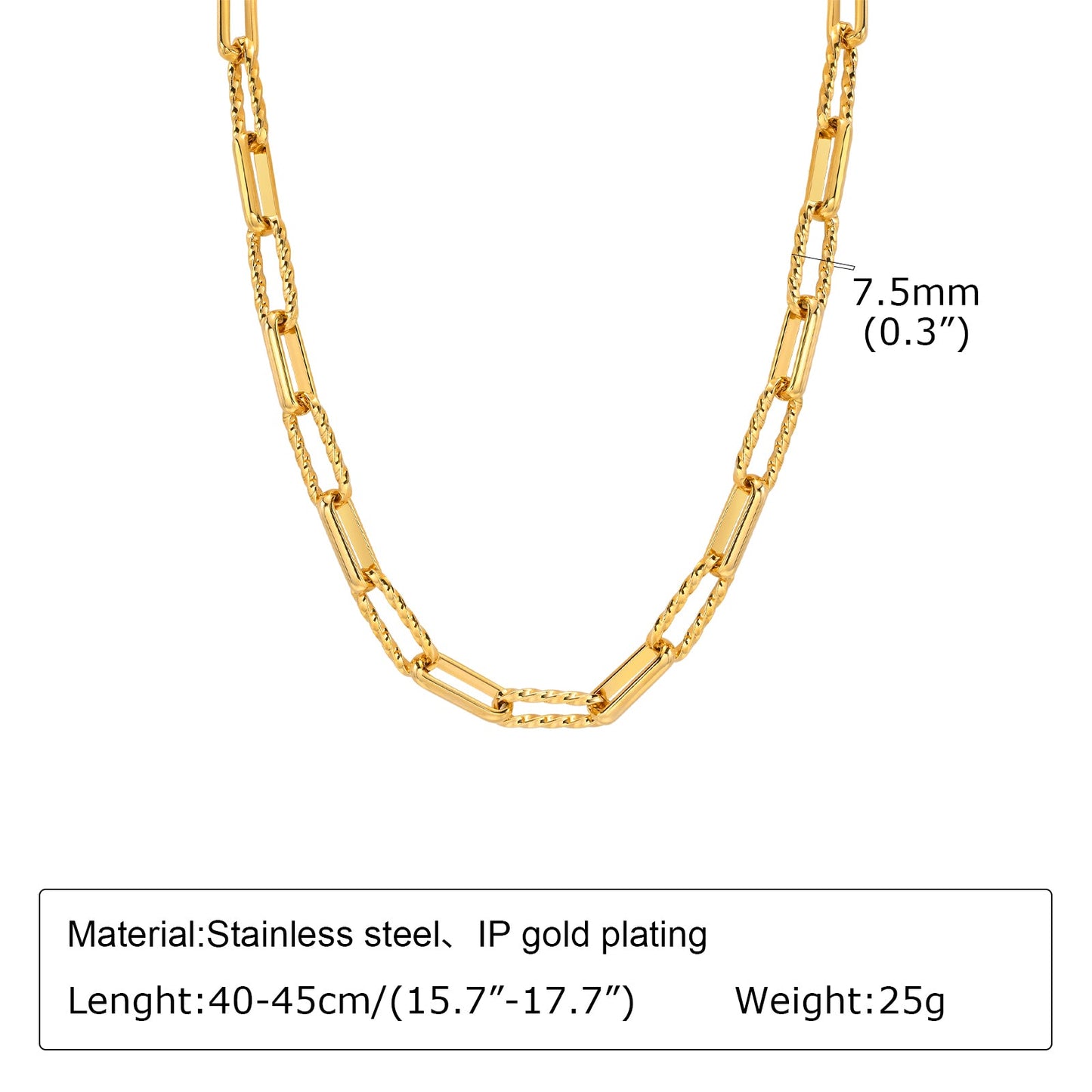 18k Gold Paperclip Chain Necklace