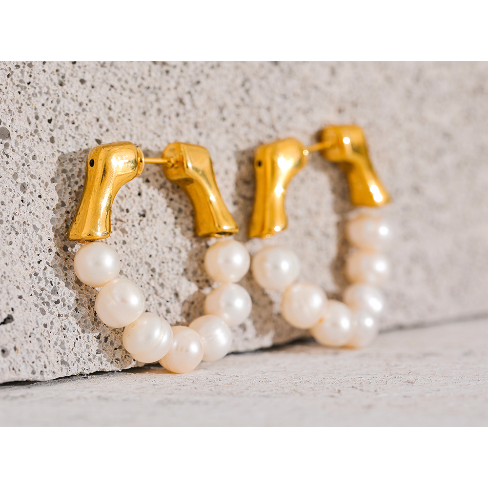 Pearl Beaded Hoop Earrings