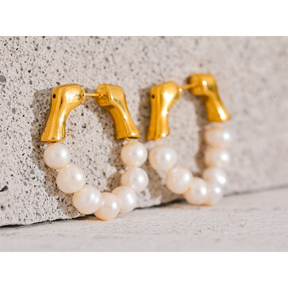 Pearl Beaded Hoop Earrings