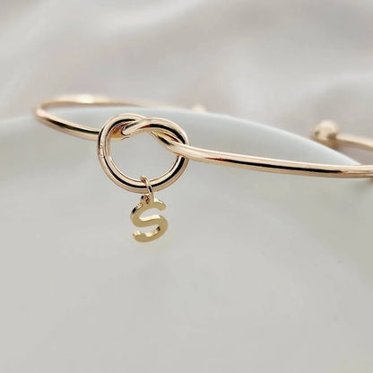 Gold Initial Charm Bangle Bracelet