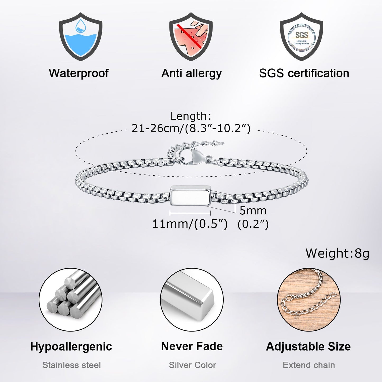 Gold Initial Box Chain Bracelet