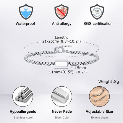 Gold Initial Box Chain Bracelet