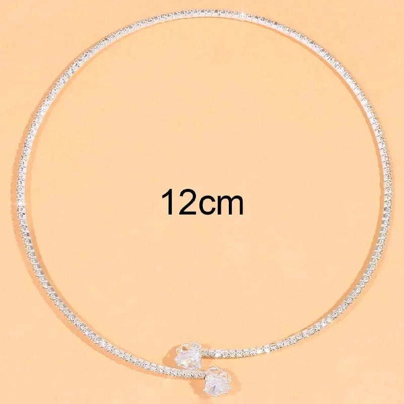Heart-Cut Crystal Open Choker Necklace