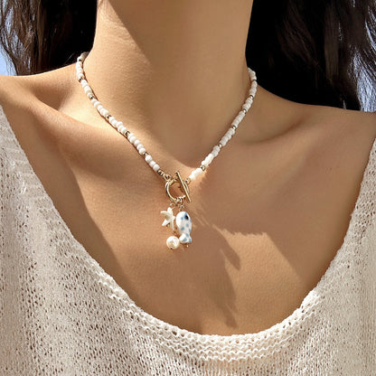 Rainbow Ceramic Fish & Starfish Necklace