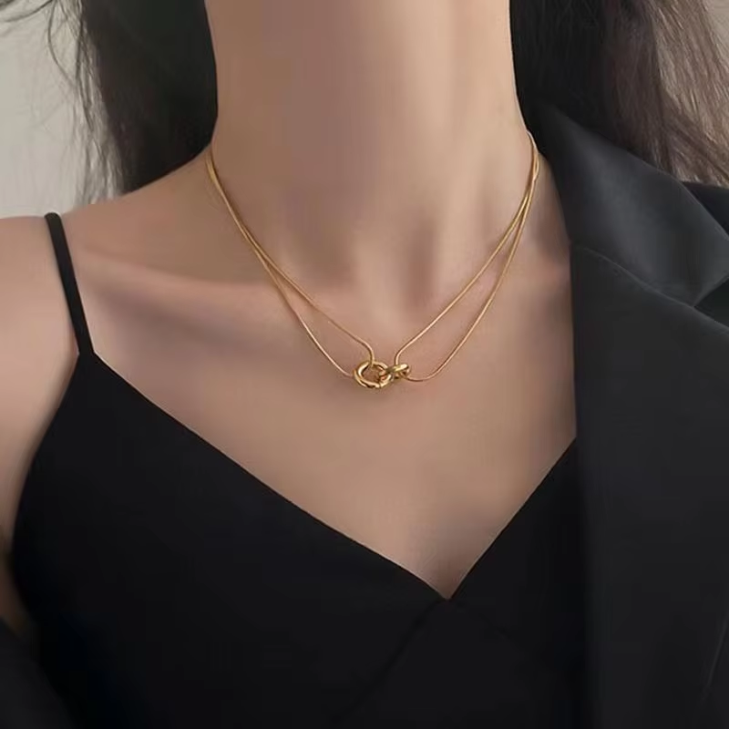 Double Layer Knot Chain Necklace