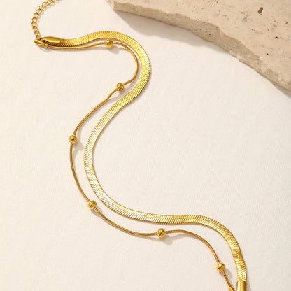 2pc Sleek Gold Layered Anklet Set