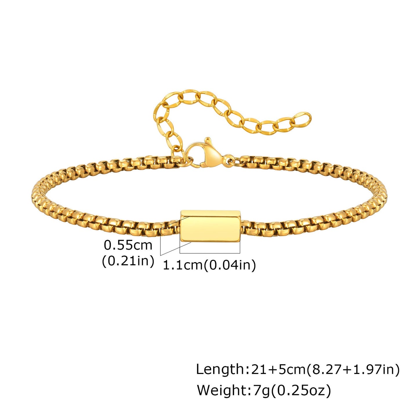Gold Initial Box Chain Bracelet