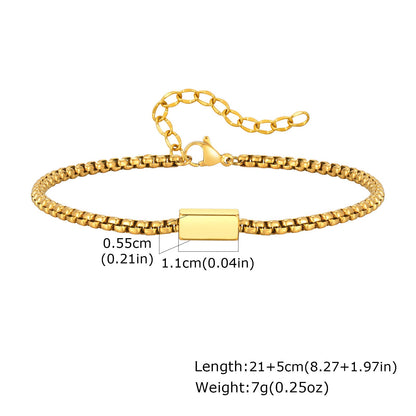 Gold Initial Box Chain Bracelet