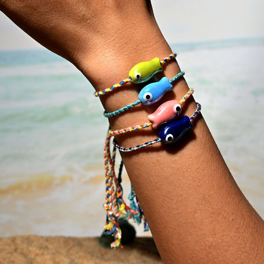 Boho Ceramic Fish String Bracelet