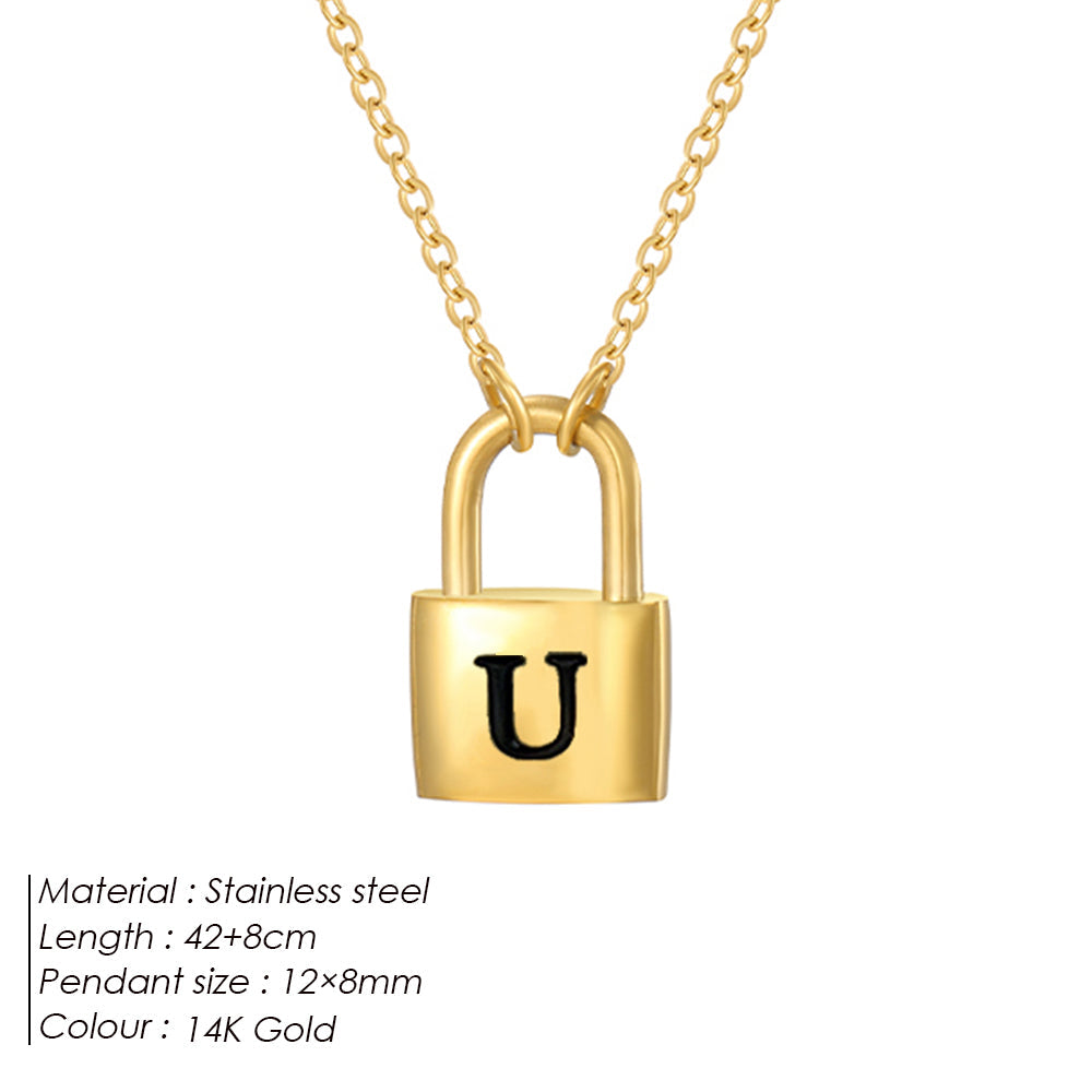 Initial Padlock Pendant Necklace