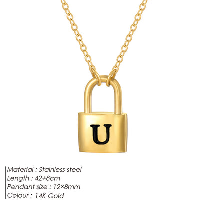 Initial Padlock Pendant Necklace