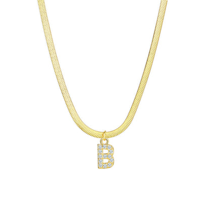 Gold Snake Chain Initial Necklace