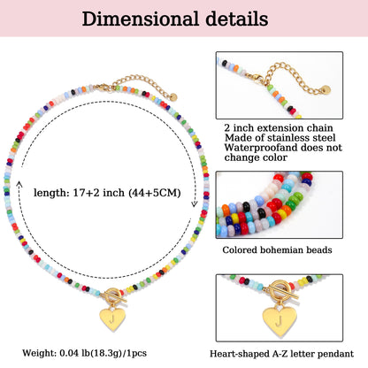 Beaded Heart Initial Pendant Necklace