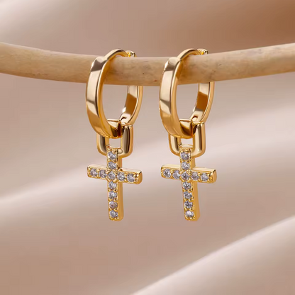 Dainty Cross Drop Earrings