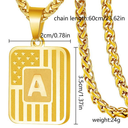 Initial Block Pendant Necklace