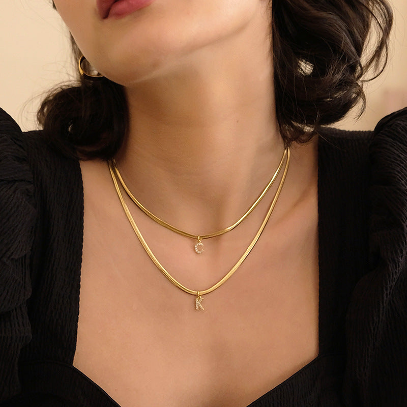 Gold Snake Chain Initial Necklace
