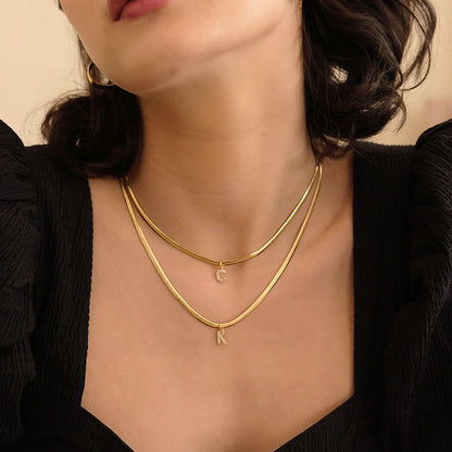 Gold Snake Chain Initial Necklace