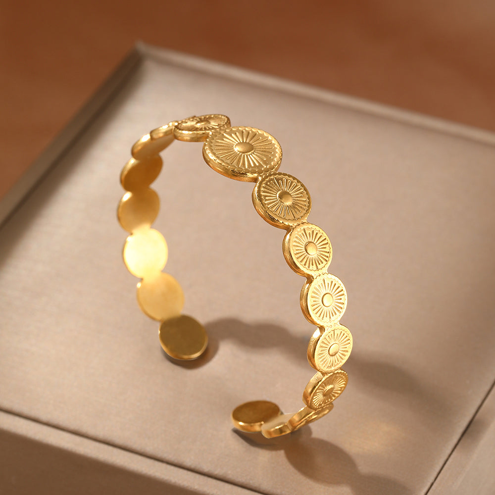 Sunburst Medallion Gold Bracelet