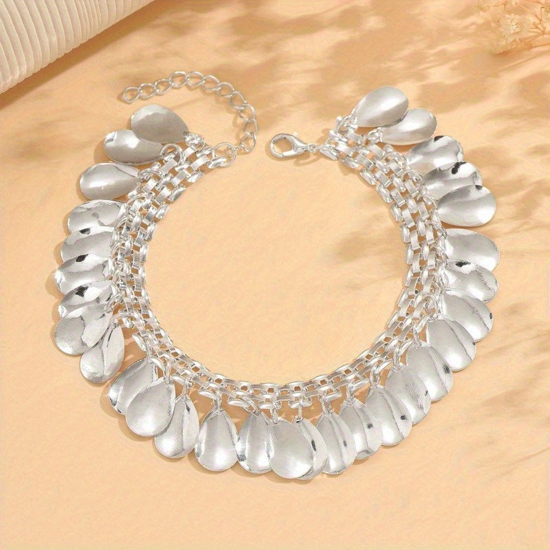 Silver Shoreline Charm Anklet