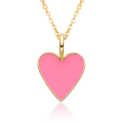 Gold Enamel Heart Pendant Necklace