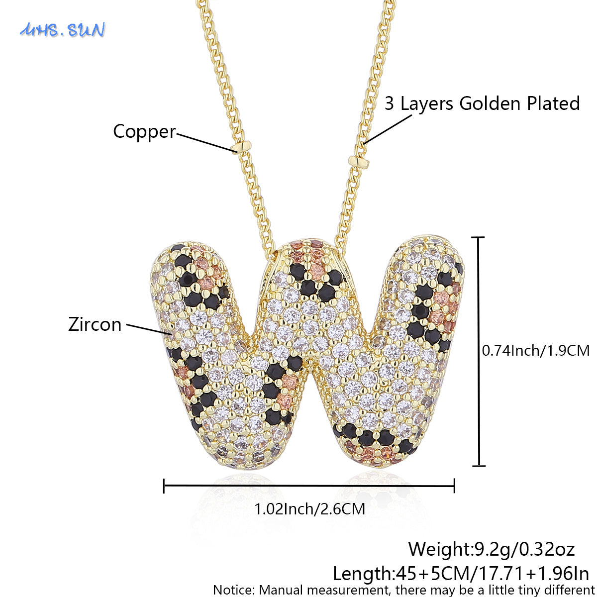 Leopard Print Bling Initial Pendant Necklace