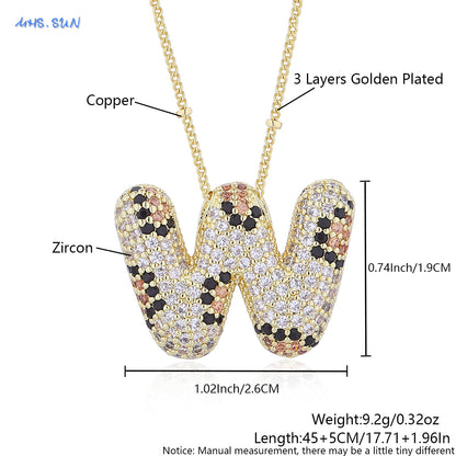 Leopard Print Bling Initial Pendant Necklace