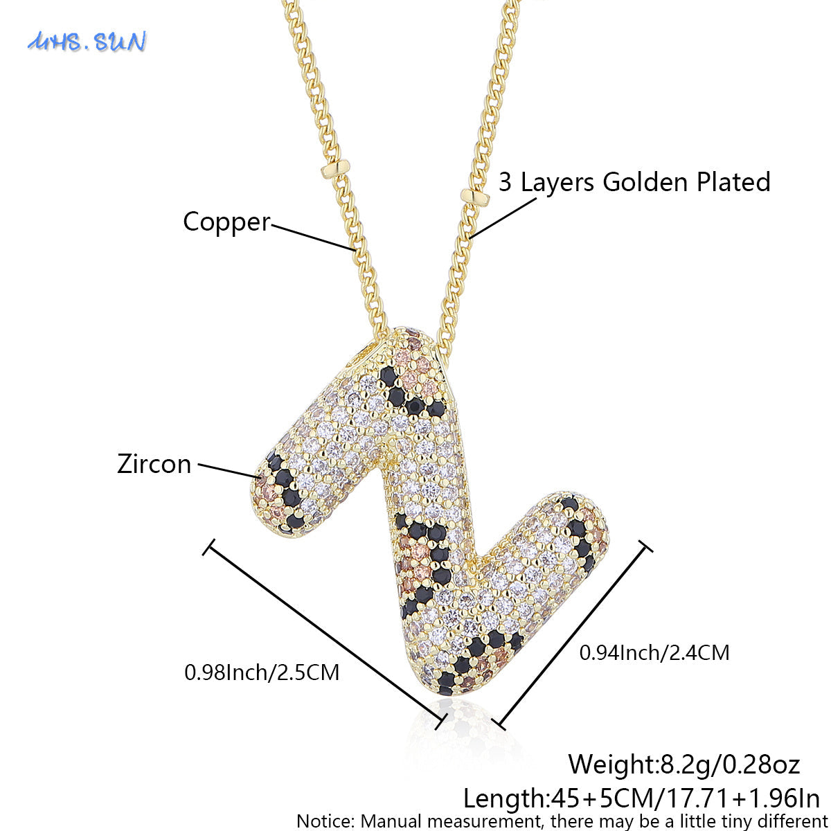 Leopard Print Bling Initial Pendant Necklace