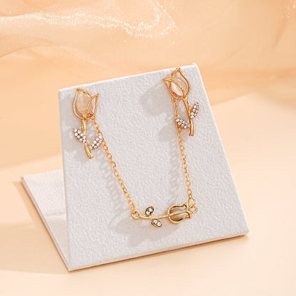 3pc Gold Tulip Flower Jewelry Set