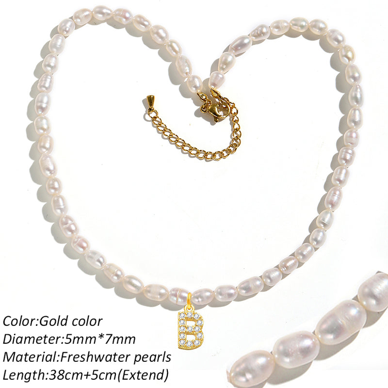 Freshwater Pearl Initial Pendant Necklace