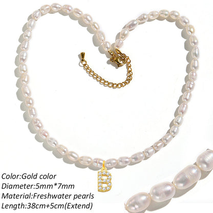 Freshwater Pearl Initial Pendant Necklace