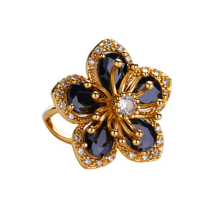 Gold Floral Adjustable Ring