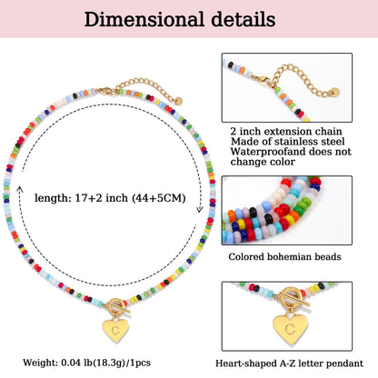 Beaded Heart Initial Pendant Necklace