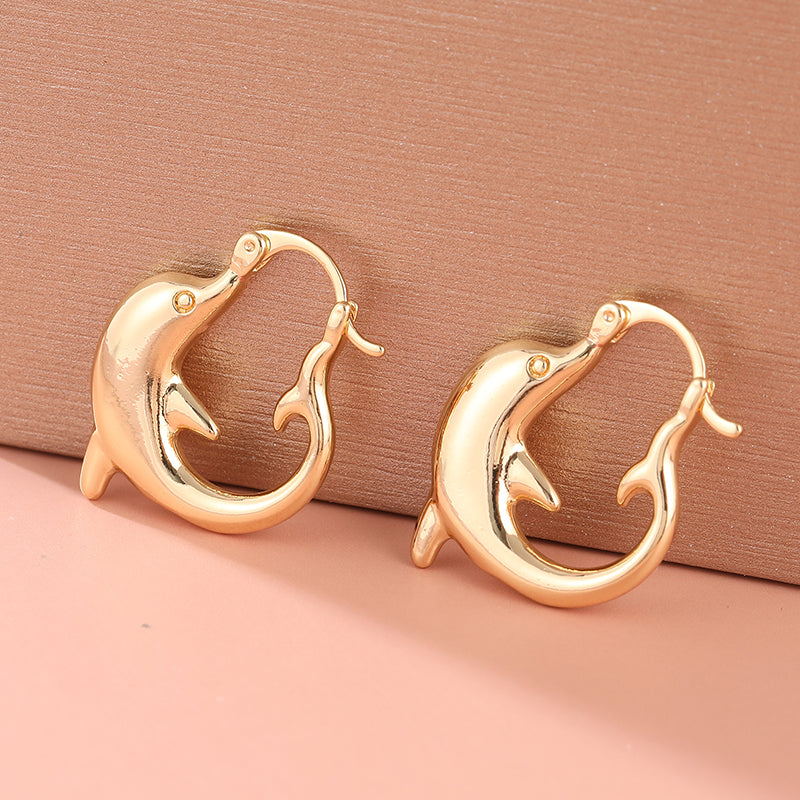 Gold Dolphin Hoop Earrings