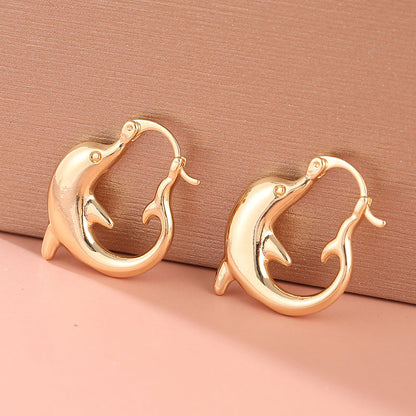 Gold Dolphin Hoop Earrings