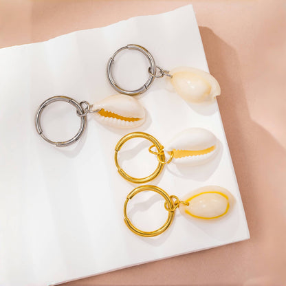 Cowrie Shell Hoop Earrings