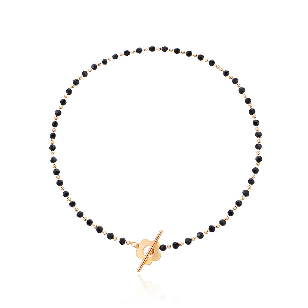 Black Bead Clover Toggle Choker