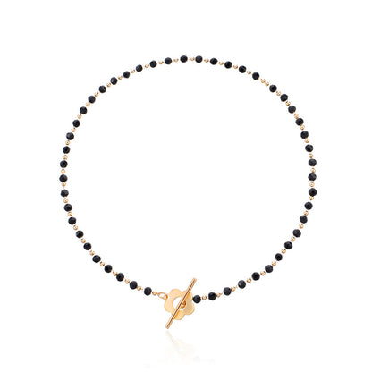 Black Bead Clover Toggle Choker
