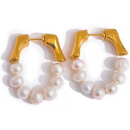 Pearl Beaded Hoop Earrings