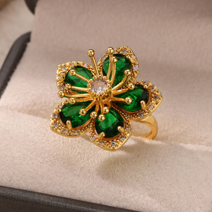 Gold Floral Adjustable Ring
