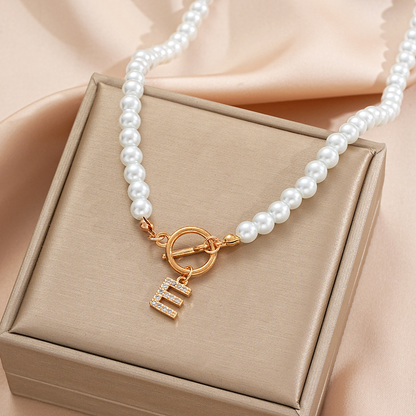 Pearl Initial Toggle Necklace