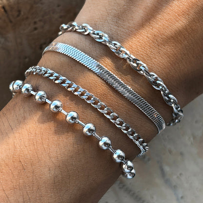 4pc Mixed Chain Bracelet Set