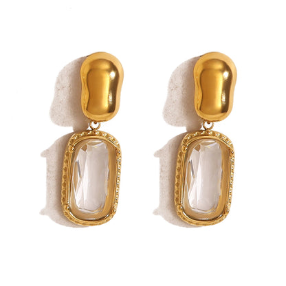 Matte Blush Gem Drop Earrings