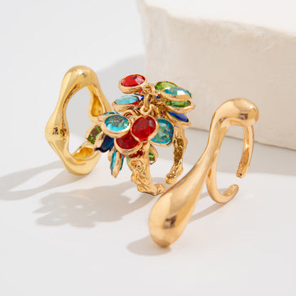 Vintage Crystal Tassel Ring Set