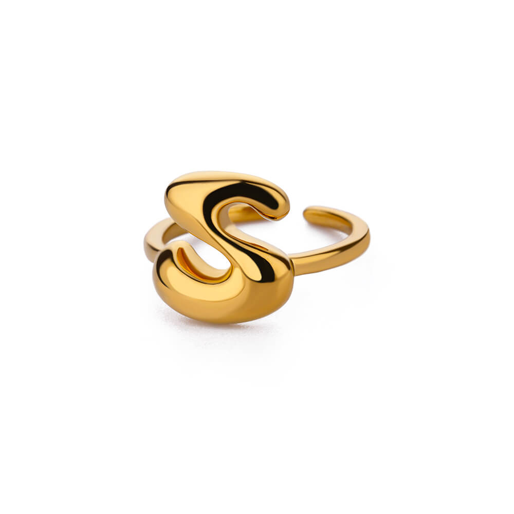 Gold Initial Statement Ring